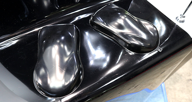 Example of molded sheet on which jet black is printed by a roll coater.