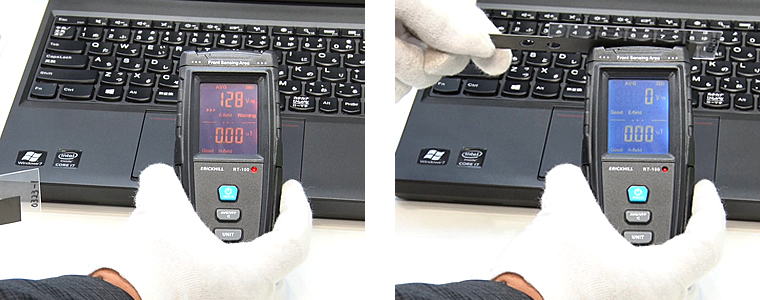 パソコン画面からの放射電界に対する電磁波シールド用インキのシールド効果